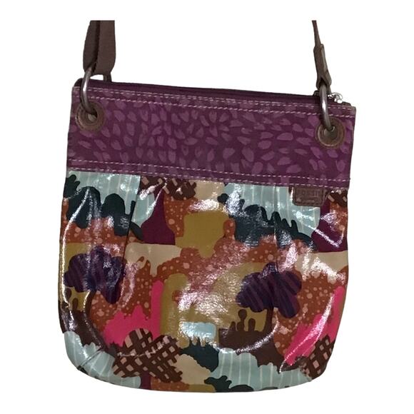 Fossil purse  key per Coated multicolored Boho crossbody bag EUC - Picture 1 of 8